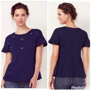 LC Lauren Conrad Bee Mine Embellished Navy Top
